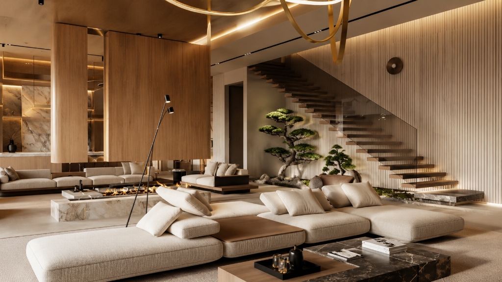 The Architectural Pavilion living space and staircase Mumbai